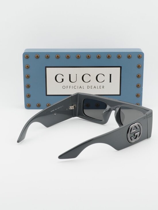 Gucci GG1646S 006 Rectangle Sunglasses - Grey/Grey with Silver Mirror main image 5